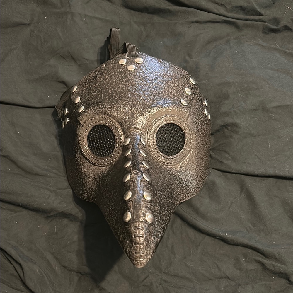 Black Plague Doctor Mask with Silver Accents